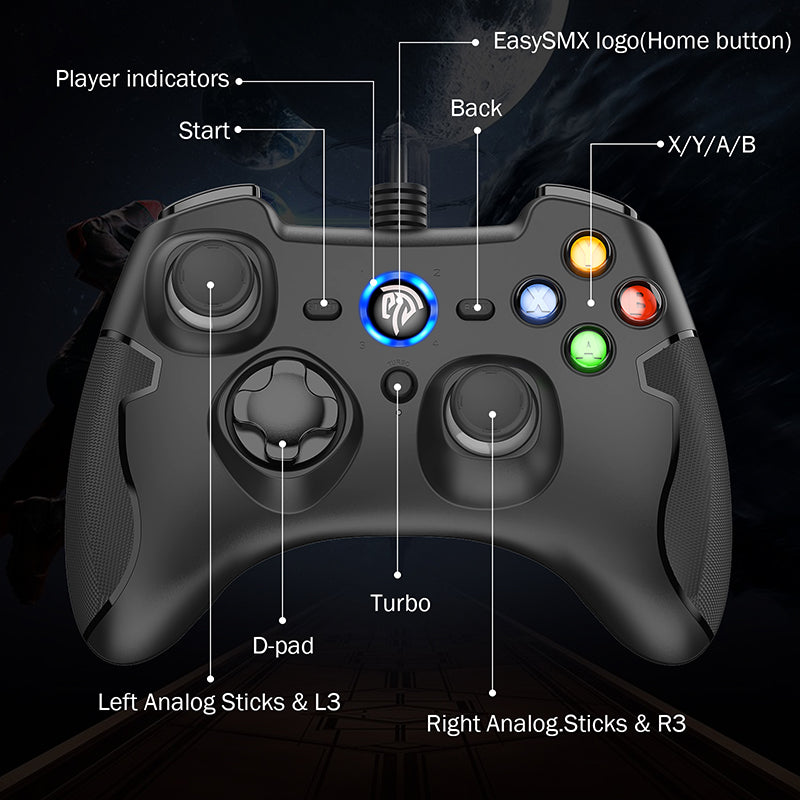 EasySMX 9100 Wired Gamepad for Windows/Android/PS3/TV Box