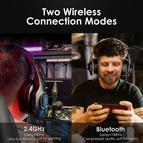 EasySMX V02W 2.4G wireless and bluetooth gaming headset on head