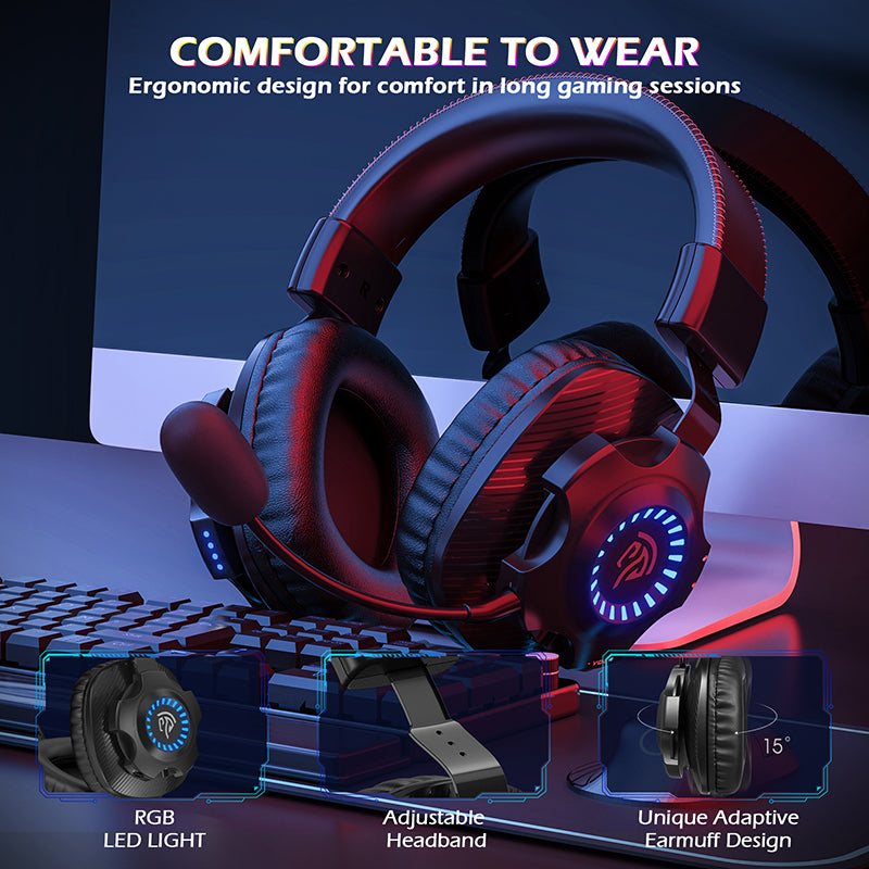 EasySMX V07W wireless and RGB gaming headset with comfortable to wear