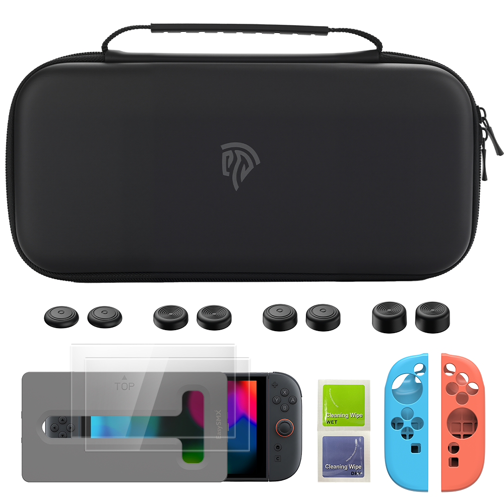 EasySMX® 4-in-1 Bundle: Carrying Bag, Screen Protector, Sticks Caps, Joy-Con Cover for Switch 2