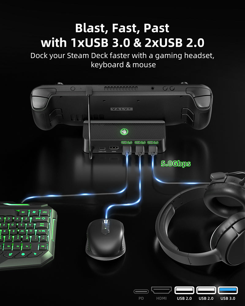 EasySMX 5-in-1 Hub Steam Deck Docking Station